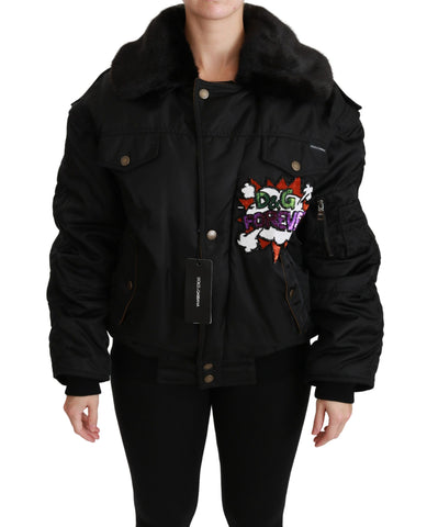 Dolce & Gabbana Elegant Black Bomber Jacket with Detachable Features