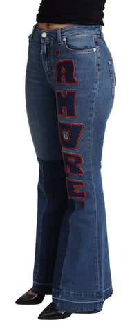Dolce & Gabbana Elegant Boot Cut Denim Jeans with Amore Patch