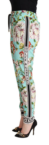 Dolce & Gabbana Floral Viscose Jogger Pants in Green