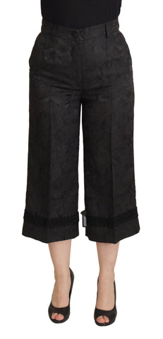 Dolce & Gabbana Elegant Black Brocade Cropped Pants