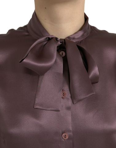 Dolce & Gabbana Elegant Silk Ascot Collar Blouse