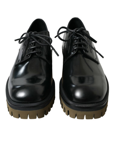 Dolce & Gabbana Elegant Black Leather Derby Dress Shoes