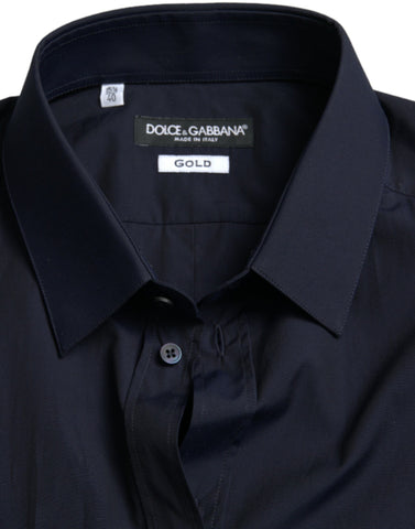 Dolce & Gabbana Elegant Navy Jacquard Dress Shirt