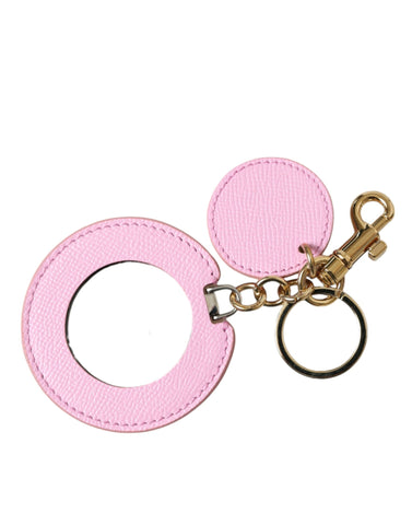 Dolce & Gabbana Elegant Pink Gold Leather Keychain