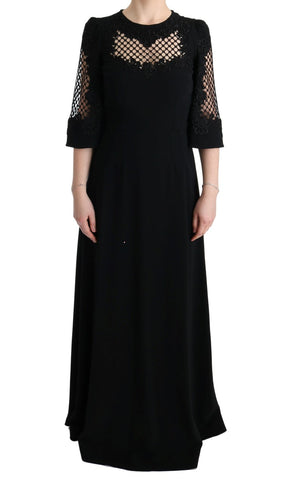 Dolce & Gabbana Elegant Black Floral Maxi Dress