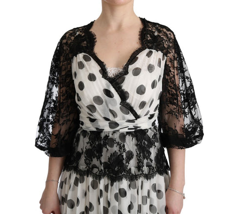 Dolce & Gabbana Elegant Polka Dotted Full Length Gown