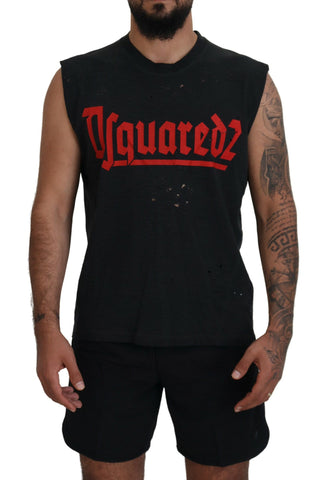 Dsquared² Black Cotton Sleeveless Crewneck Tank T-shirt