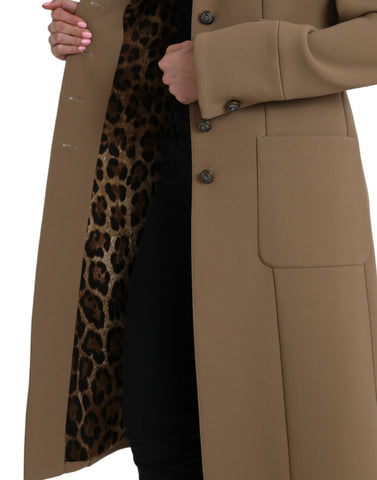 Dolce & Gabbana Brown Button Down Long Trench Coat Jacket