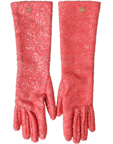 Dolce & Gabbana Pink Lurex Fantasia Mid Arm Length Gloves