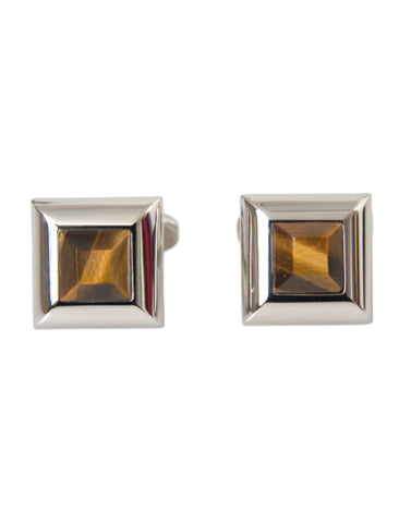 Dolce & Gabbana Silver Plated Brass Pin Crystal Cufflinks