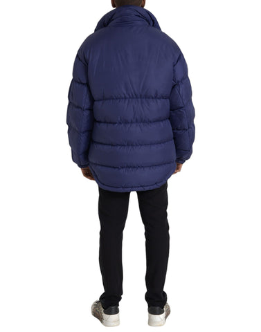 Dolce & Gabbana Navy Blue Quilted Windbreaker Puffer Jacket