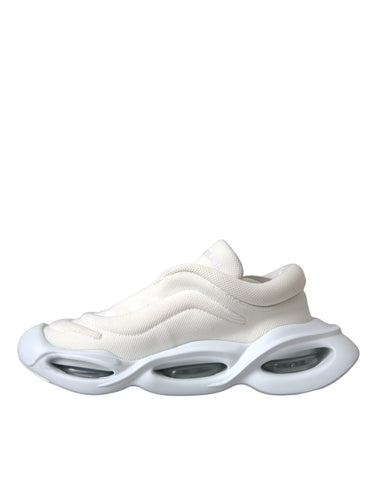 Dolce & Gabbana White Padded Fabric Wave Low Top Sneakers Shoes