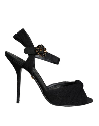 Dolce & Gabbana Black KEIRA Heels Ankle Strap Sandals Shoes