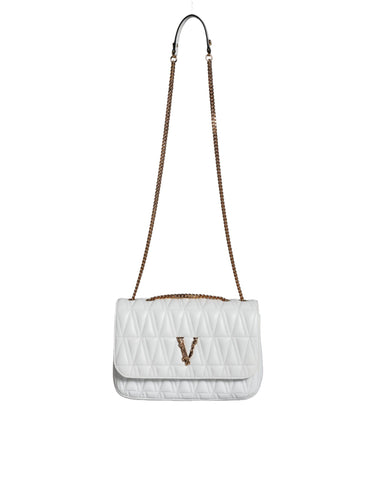 Versace White Mini Nappa Leather Crossbody Shoulder Bag