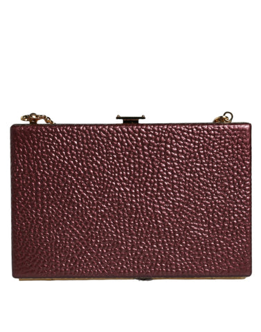 Dolce & Gabbana Maroon Leather Clutch Evening Crossbody Bag