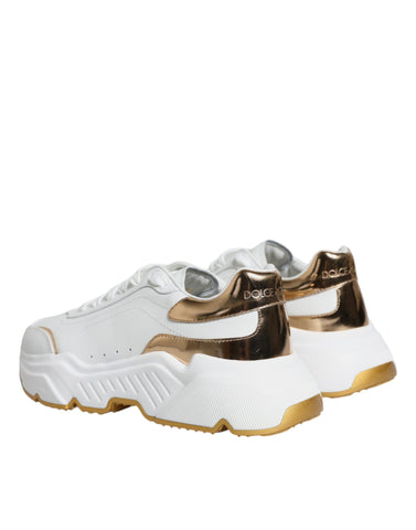 Dolce & Gabbana Gold White Daymaster Low Top Sneakers Shoes