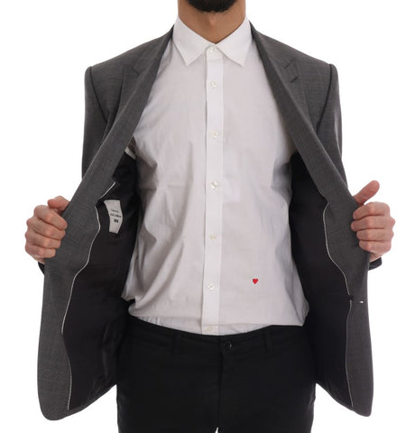 Dolce & Gabbana Sleek Gray Checkered Wool Blazer