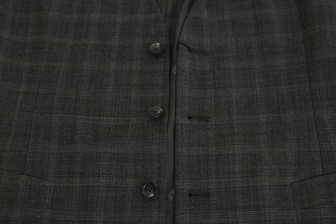 Dolce & Gabbana Elegant Checkered Wool Vest for the Urbane Man