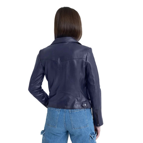 Adeline Women's Double Asymmetrical Zipper Leather Jacket