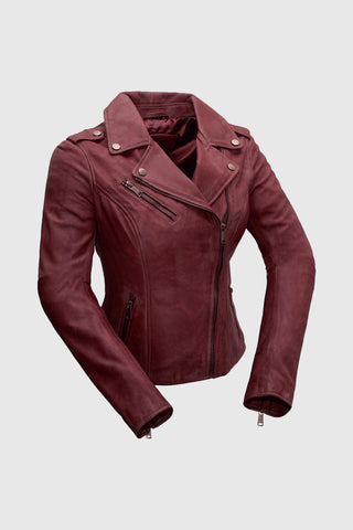Harper Womens Moto Leather Jacket (Sangria)