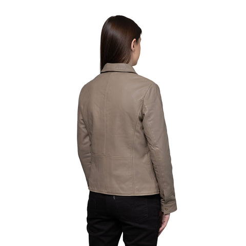 Darlene Women's Casual Cover Snap Leather Jacket