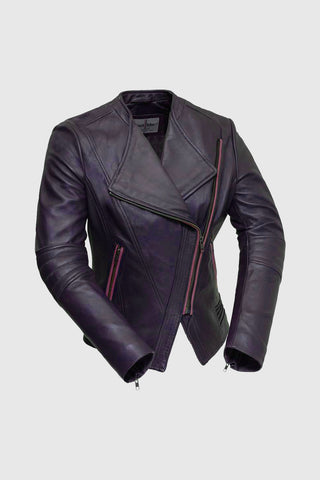 Trish Womens Leather Jacket (Violet)