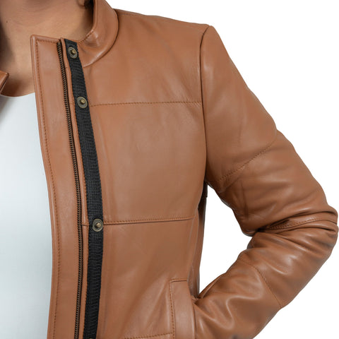 Melysa Women's Leather Puffer Jacket