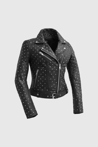 Claudia Womens Fashion Leather Jacket Black