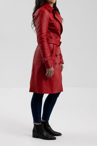 Olivia Women's Double Breasted Leather Coat