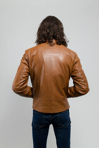 Grayson Mens Leather Jacket Dark Cognac