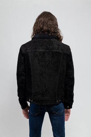 Luke Mens Faux Shearling Cow Suede Jacket