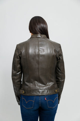 Favorite Womens Fashion Leather Jacket Army Green