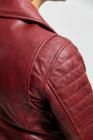 Princess Womens Moto Leather Jacket Oxblood