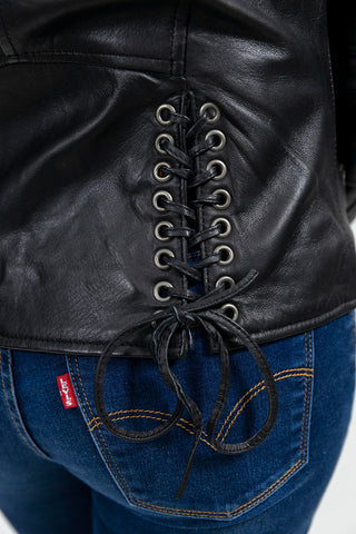 Princess Womens Moto Leather Jacket Black