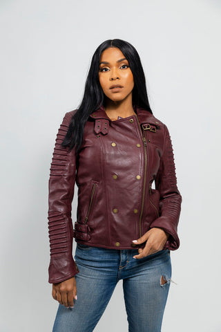 Queens Womens Leather Jacket Oxblood