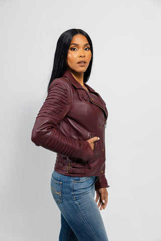 Queens Womens Leather Jacket Oxblood