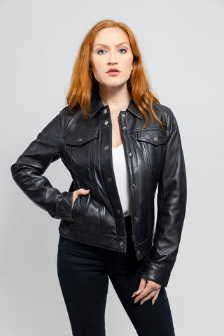 Madison Womens Fashion Leather Jacket Black