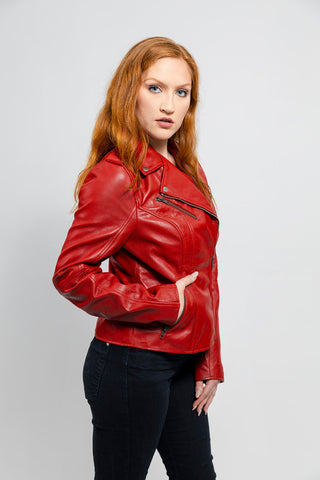 Abigail Women's Vintage Moto Leather Jacket