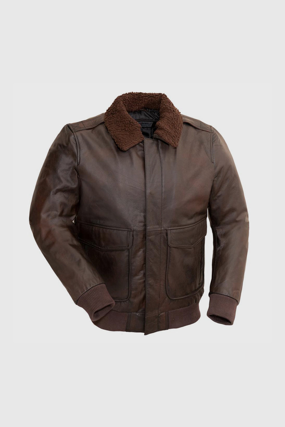 Mens Bomber Leather Jacket Brown