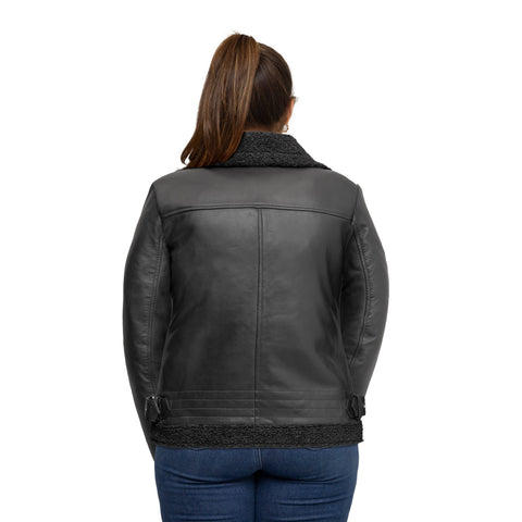 Chelsea Women's Leather Jacket Faux Shearling