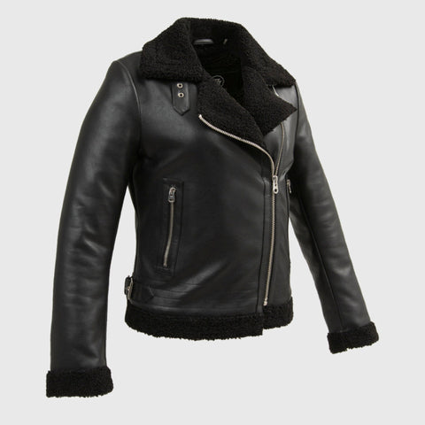 Chelsea Women's Leather Jacket Faux Shearling