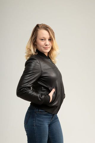 Dani Women's Fashion Leather Bomber Jacket