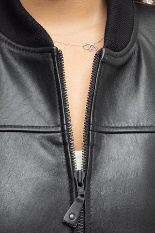 Dani Women's Fashion Leather Bomber Jacket