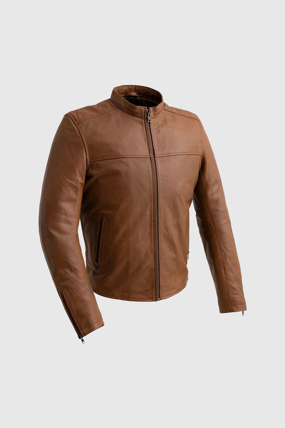 Grayson Mens Leather Jacket Dark Cognac