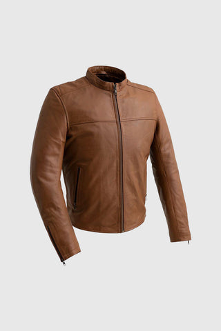 Grayson Mens Leather Jacket Dark Cognac
