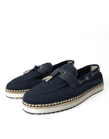Dolce & Gabbana Navy Blue Slip On Men Moccasin Loafers Shoes