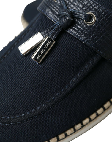 Dolce & Gabbana Navy Blue Slip On Men Moccasin Loafers Shoes