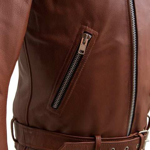 Fillmore Men's Motorcycle Leather Jacket - Whiskey